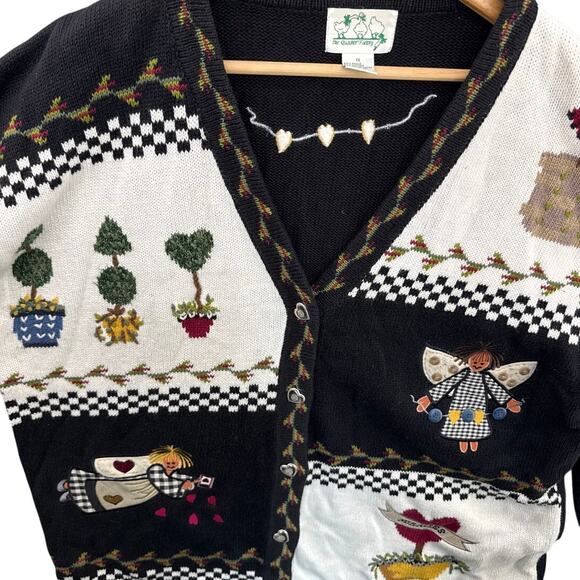 The Quacker Factory VIntage Garden Angel Button Down Cardigan Sweater Women 1X - Picture 2 of 9